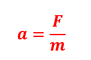 Формула за убрзање се добија тако што се сила подели са масом тела