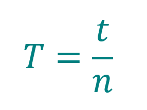 Формула за период осциловања. Време осциловања се дели са бројем осцилација.